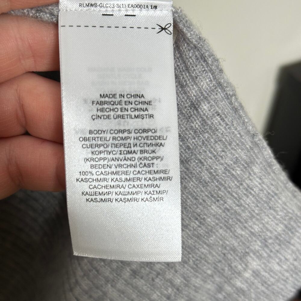 RALPH LAUREN Washable Cashmere Shawl Collar Rib Cardigan Gray Sz L $385 {3L23} - Picture 5 of 5